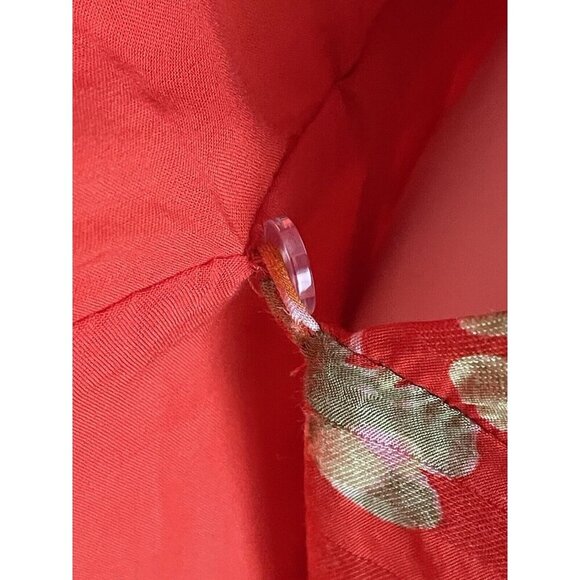 J. Jill Coral Green Floral Ruffled True Wrap Dress Women's Size Medium - Picture 6 of 7